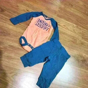 Okie Doke "Loud+Happy" Outift, Size 6m